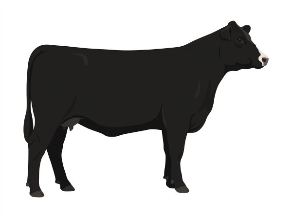 Black with minimal white face markings 11/16 Angus Cross Cow