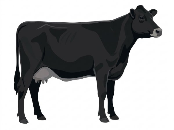 Black with a pale muzzle ring and lighter underline 1/2 Angus 1/2 Highlander Cow