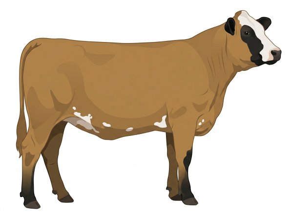 Tan with black points, a white face and a few white spots 1/2 Braunvieh 1/2 Simmental Heifer