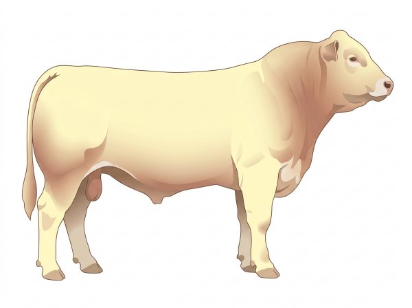 Cream with a pale muzzle ring and lighter underline 1/2 Charolais 1/2 Limousin Bull