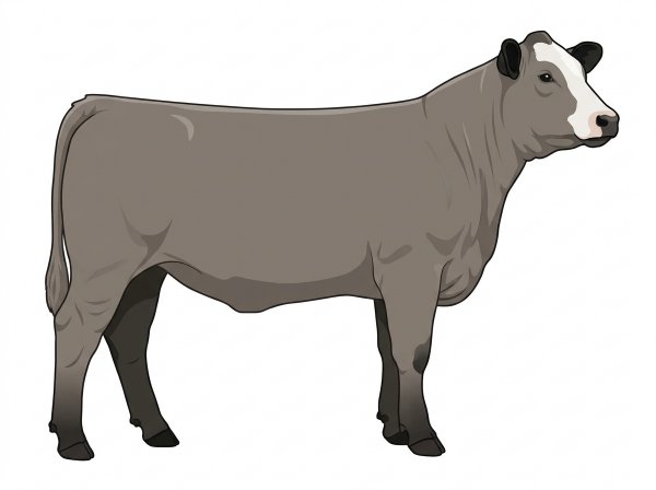 Gray with black points and a white face 1/2 Chianina Cross Heifer