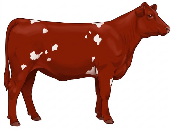 Red with a few white spots 1/2 Red Angus Cross Heifer