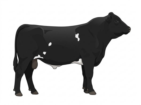 Black with a few white spots 1/2 Simmental Cross Bull