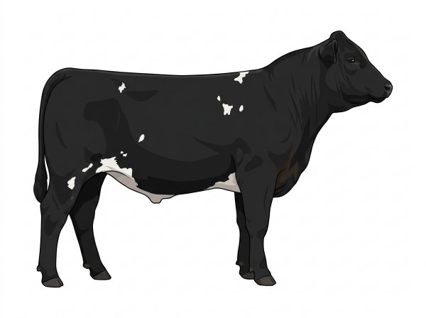 Black with a few white spots 1/2 Simmental Cross Steer