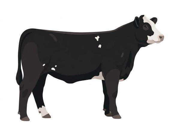Black with a white face and a few white spots 1/2 Simmental Cross Heifer