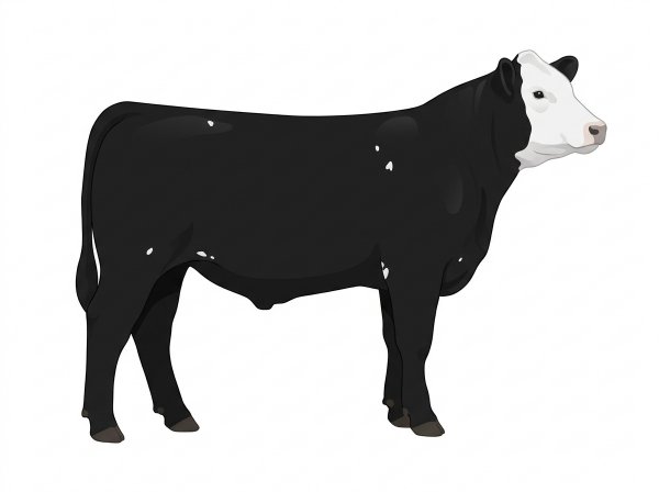Black with a white face and a few white spots 1/2 Simmental Cross Steer