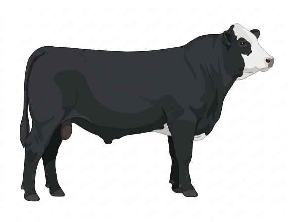 Black with a white face 1/2 Simmental Cross Bull