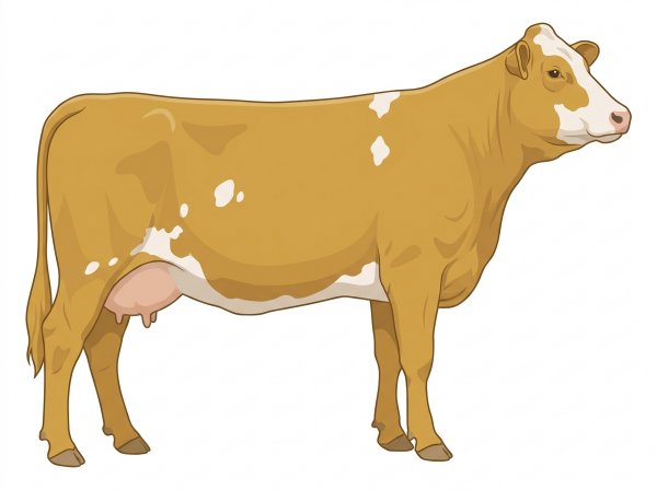 Gold with a few white spots 1/2 Simmental Cross Cow