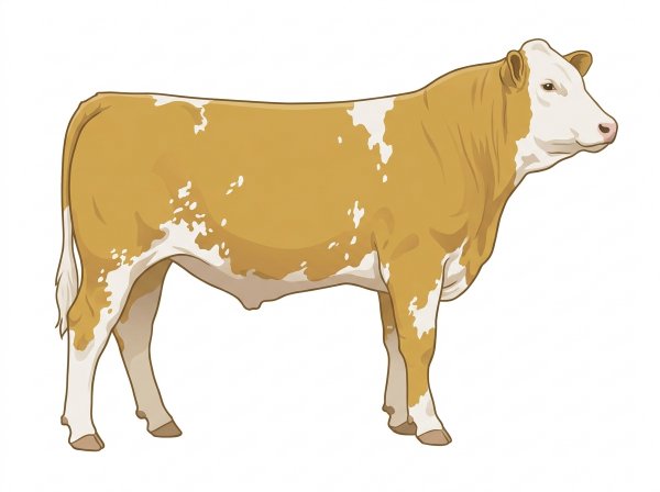 Gold with a white face, a few white spots and ticking in the white 1/2 Simmental Cross Steer