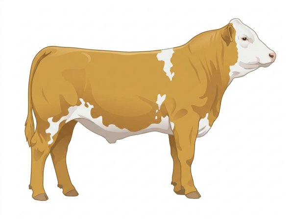 Gold with a white face and white in large patches 1/2 Simmental Cross Steer
