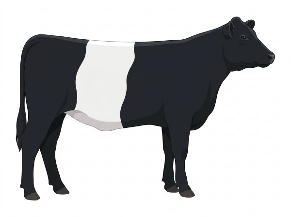Black with a white belt around the midsection 13/16 Belted Galloway Cross Heifer