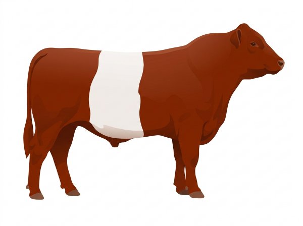 Red with a white belt around the midsection 13/16 Belted Galloway Cross Bull