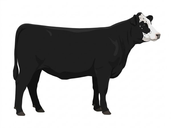 Black with a partial white face, a few white spots and ticking in the white 13/16 Simmental 3/16 Angus Heifer