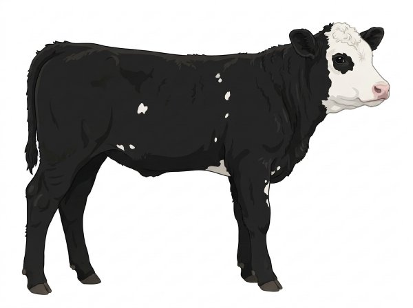 Black with a white face and a few white spots 13/16 Simmental 3/16 Angus Steer