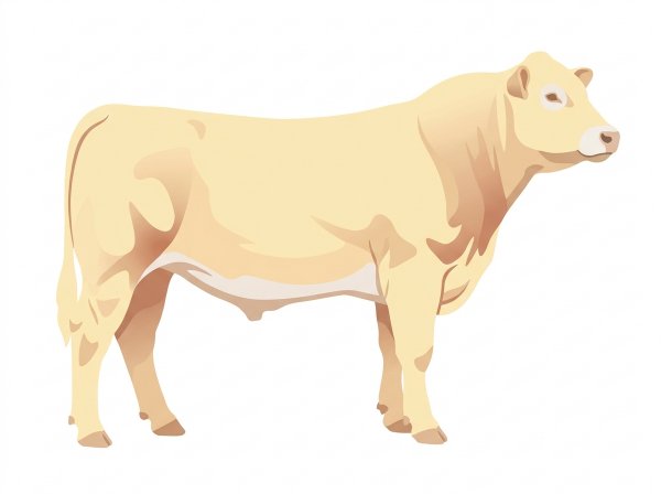 Cream with a pale muzzle ring and lighter underline 3/4 Charolais 1/4 Braunvieh Bull