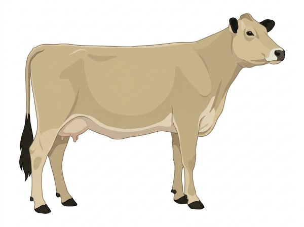 Cream with black points and a pale muzzle ring and lighter underline 3/4 Charolais 1/4 Braunvieh Cow