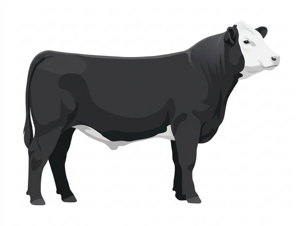 Black with a white face 3/4 Simmental Cross Steer