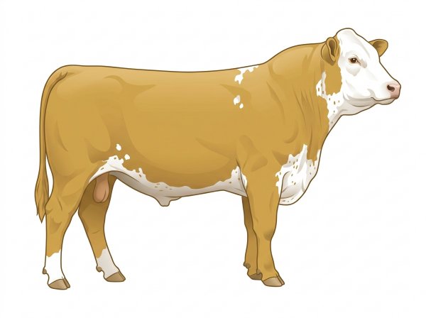 Gold with a white face, a few white spots and ticking in the white 3/4 Simmental Cross Bull