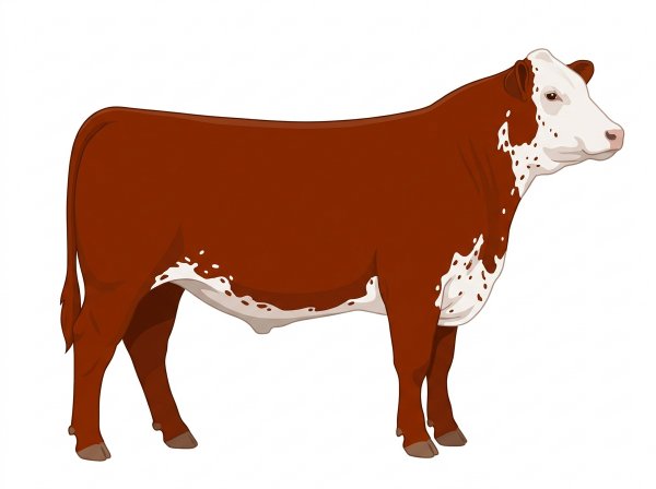 Red with a white face, white spots and ticking in the white 3/4 Simmental Cross Steer