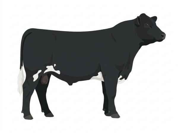 Black with a few white spots 5/8 Angus Cross Bull