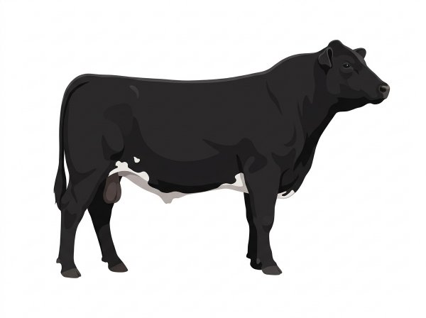 Black with a few white spots 5/8 Simmental Cross Bull