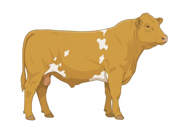 Gold with a few white spots 5/8 Simmental Cross Bull