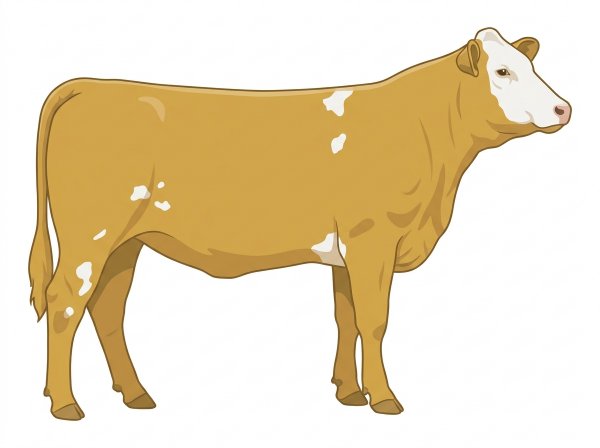 Gold with a white face and a few white spots 5/8 Simmental Cross Heifer
