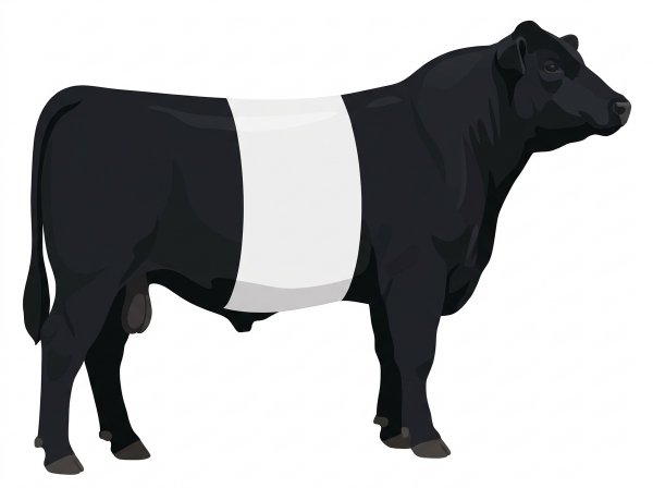 Black with a white belt around the midsection 7/8 Belted Galloway Bull