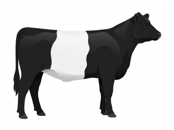 Black with a white belt around the midsection 7/8 Belted Galloway Heifer