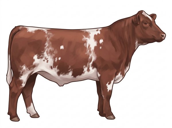 Red roan with a few white spots 7/8 Shorthorn Steer