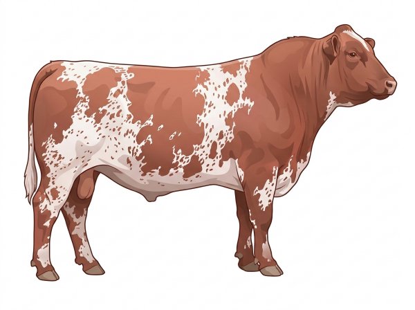 Red roan with ticking in the white 7/8 Shorthorn Bull