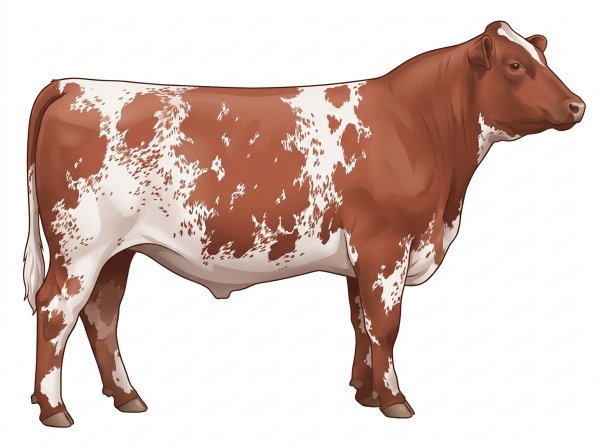 Red roan with white in large patches and ticking in the white 7/8 Shorthorn Steer