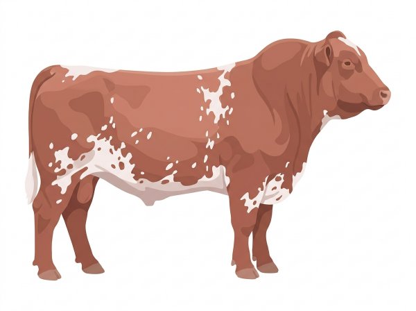 Red roan with white spots 7/8 Shorthorn Bull