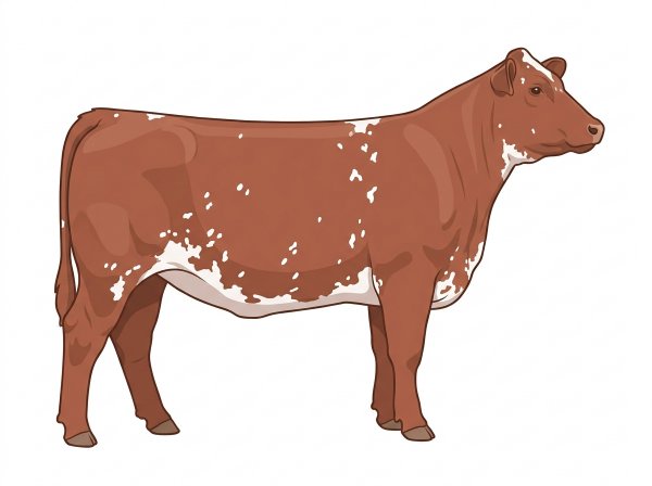 Red roan with white spots 7/8 Shorthorn Heifer