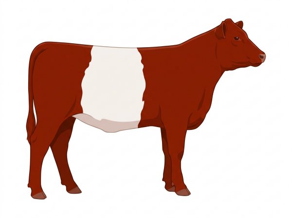 Red with a white belt around the midsection 9/16 Belted Galloway Cross Heifer