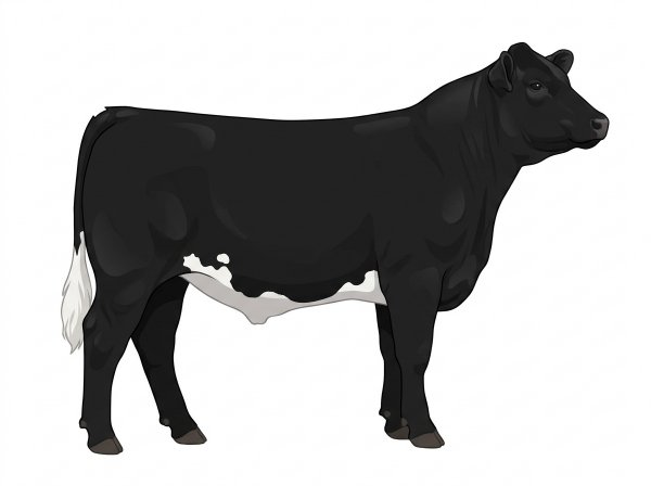 Black with a few white spots 9/16 Simmental Cross Steer