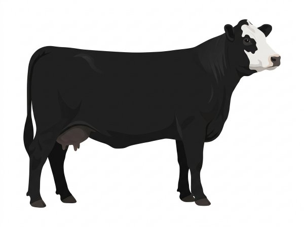 Black with a white face 9/16 Simmental Cross Cow