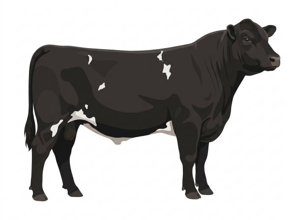 Black with a few white spots Angus Cross Bull