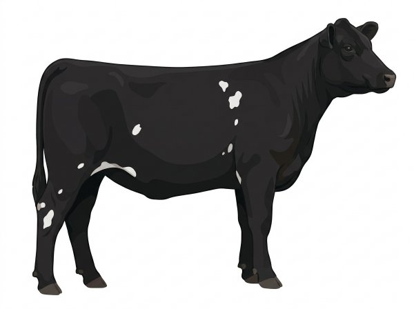 Black with a few white spots Angus Cross Heifer