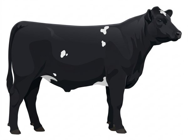 Black with a few white spots Angus Cross Steer