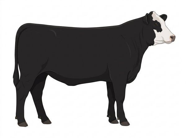 Black with a partial white face Angus Cross Heifer