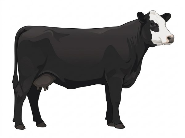 Black with a white face Angus Cross Cow