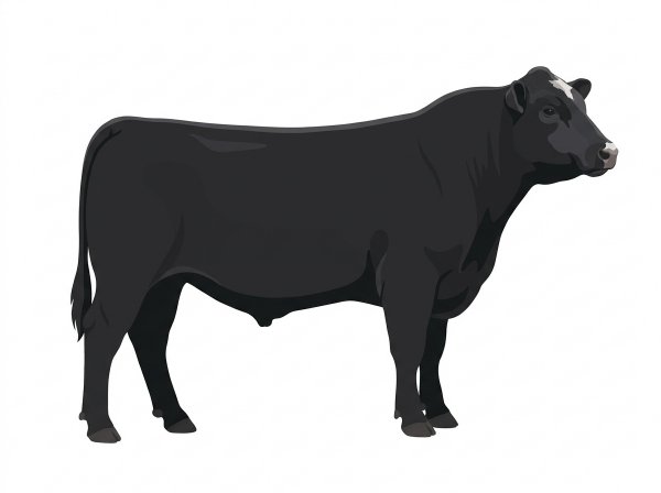 Black with minimal white face markings Angus Cross Bull