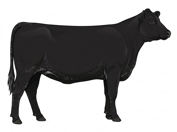 Black with ticking in the white Angus Cross Heifer