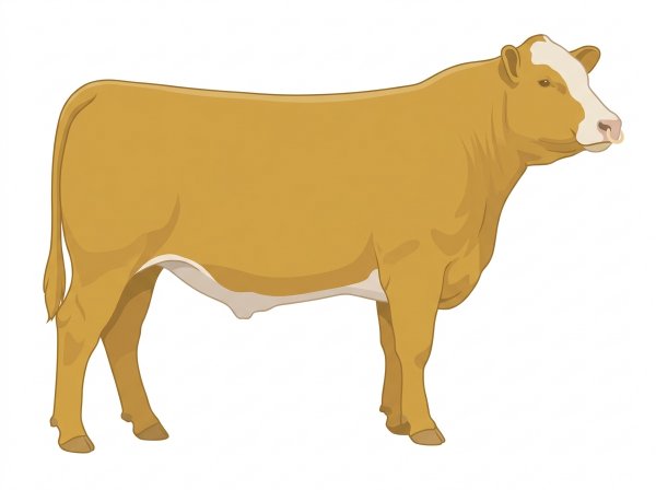 Gold with a pale muzzle ring and lighter underline and a partial white face Angus Cross Steer