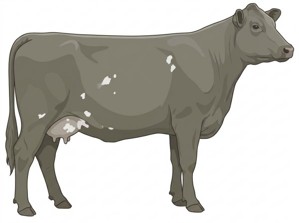 Smoky with a few white spots Angus Cross Cow