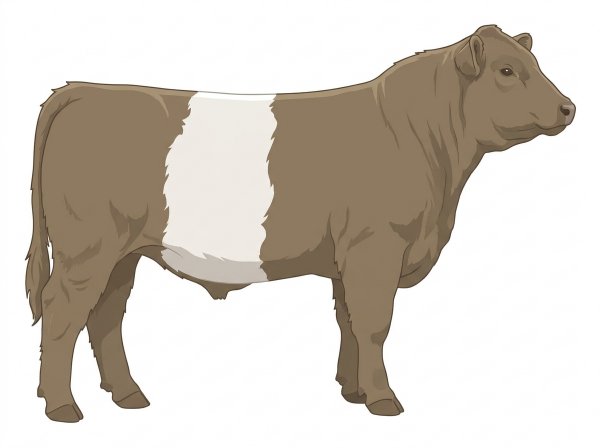 Dun with a white belt around the midsection Belted Galloway Cross Steer
