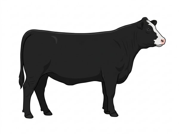 Black with minimal white face markings Charolais Cross Cow