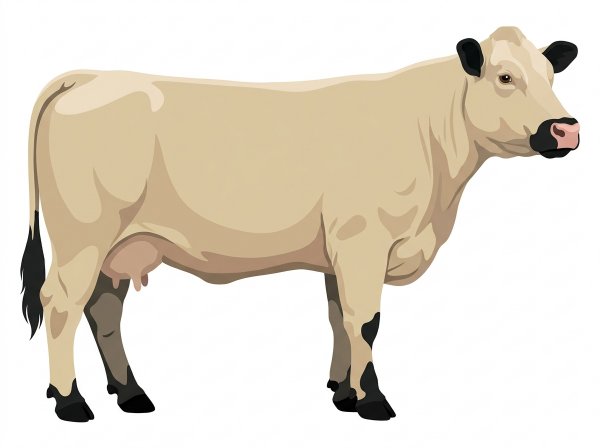 Cream with black points Charolais Cross Cow