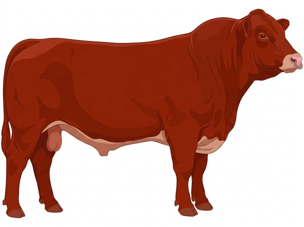 Red with a pale muzzle ring and lighter underline Charolais Cross Bull